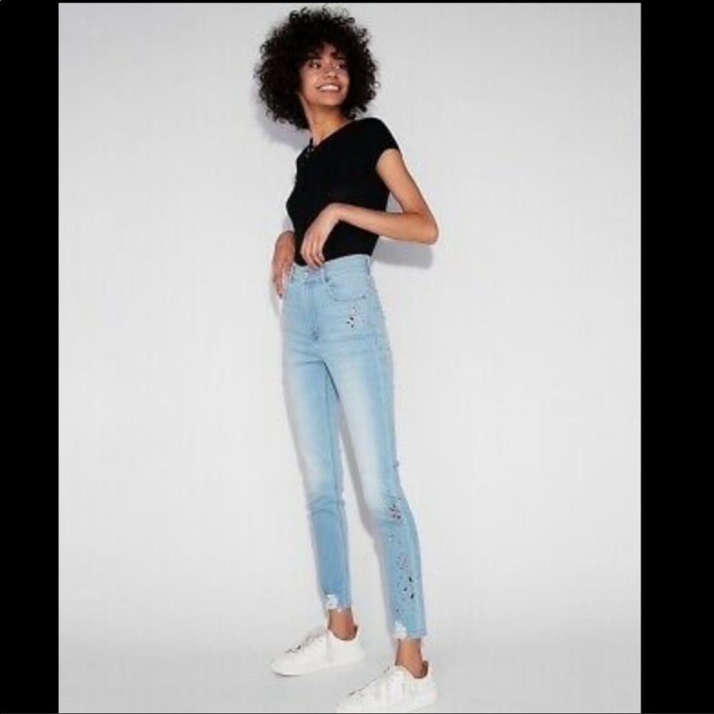 Express Embellished Ankle Legging Jeans